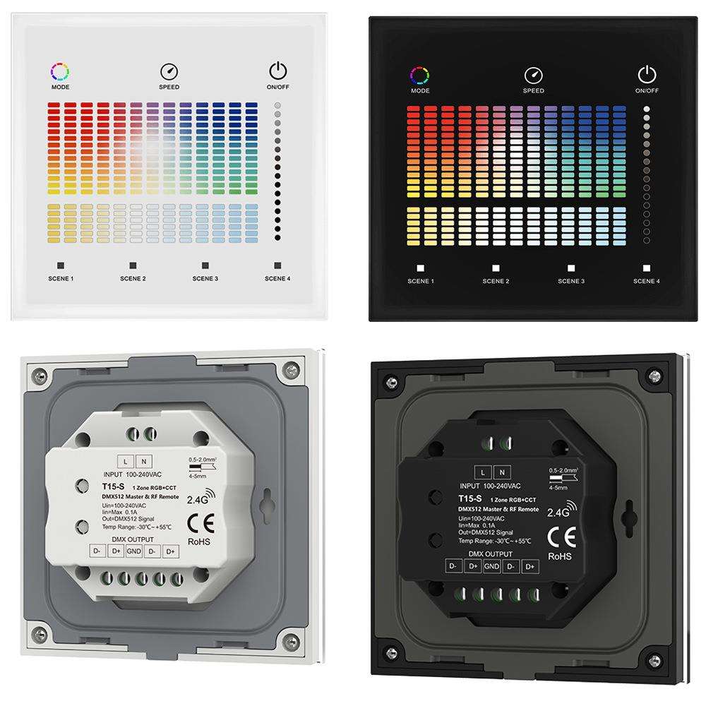 DT8调光调色RGB RGBW RGB+CCT 主控智能触摸钢化玻璃LED面板TD5-S