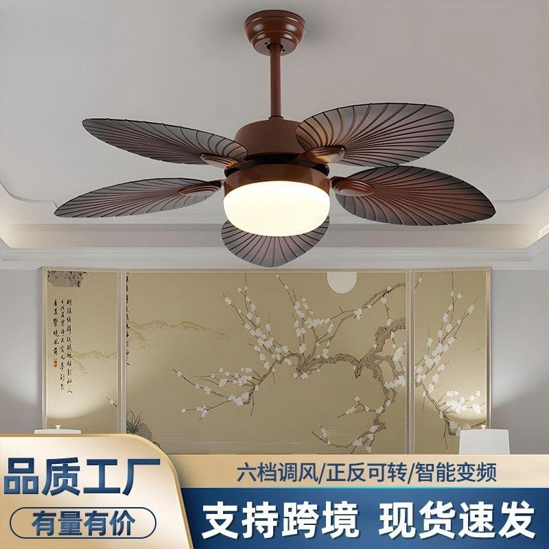 复古芭蕉叶风扇灯仿古工业吊扇灯餐厅客厅吊扇灯中山跨境灯饰