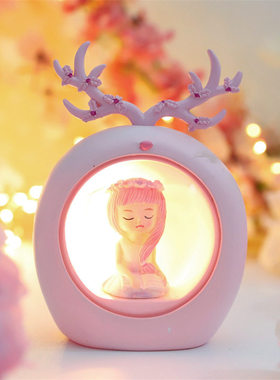 创意花仙子星星灯可爱鹿角女孩小夜灯儿童桌面装饰礼品节日纪念品