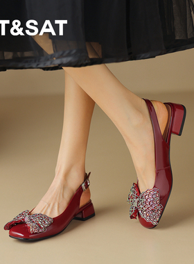 星期六红色玛丽珍鞋子女2026夏季新款凉鞋法式小皮鞋高跟浅口单鞋