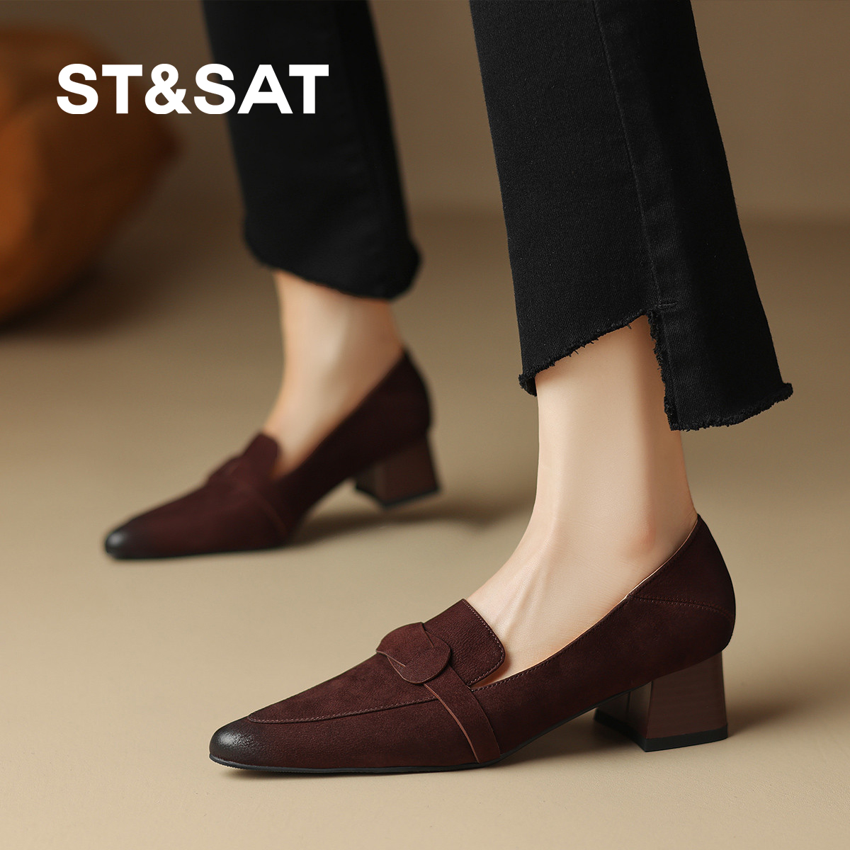 羊皮单鞋尖头女鞋星期六女鞋