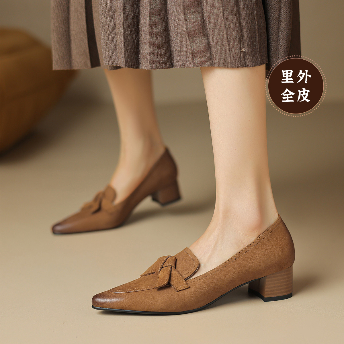 星期六一脚蹬单鞋女低跟百搭