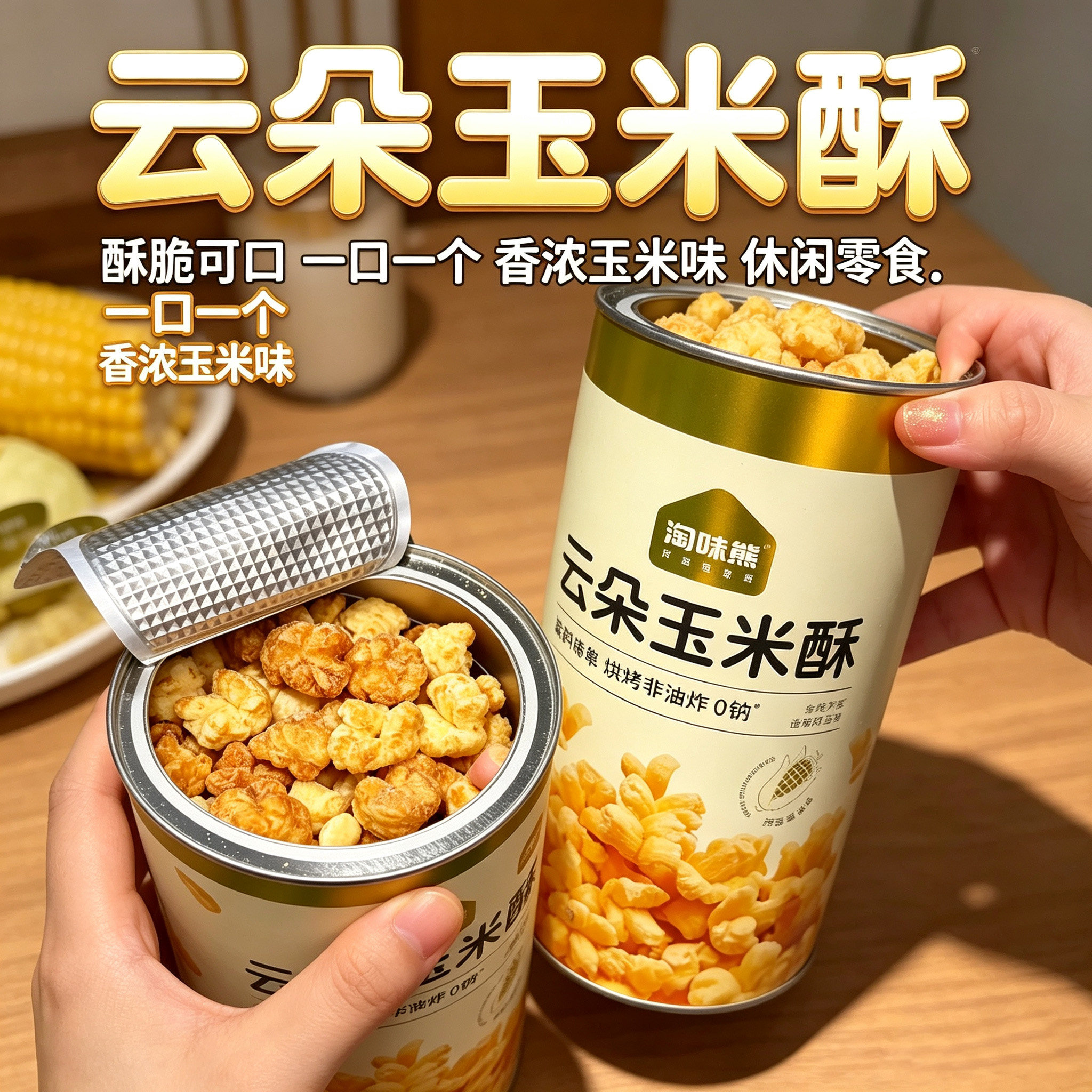 -淘味熊云朵玉米酥烘烤非油炸轻脆谷物韩式米花解馋蓬松酥脆零食