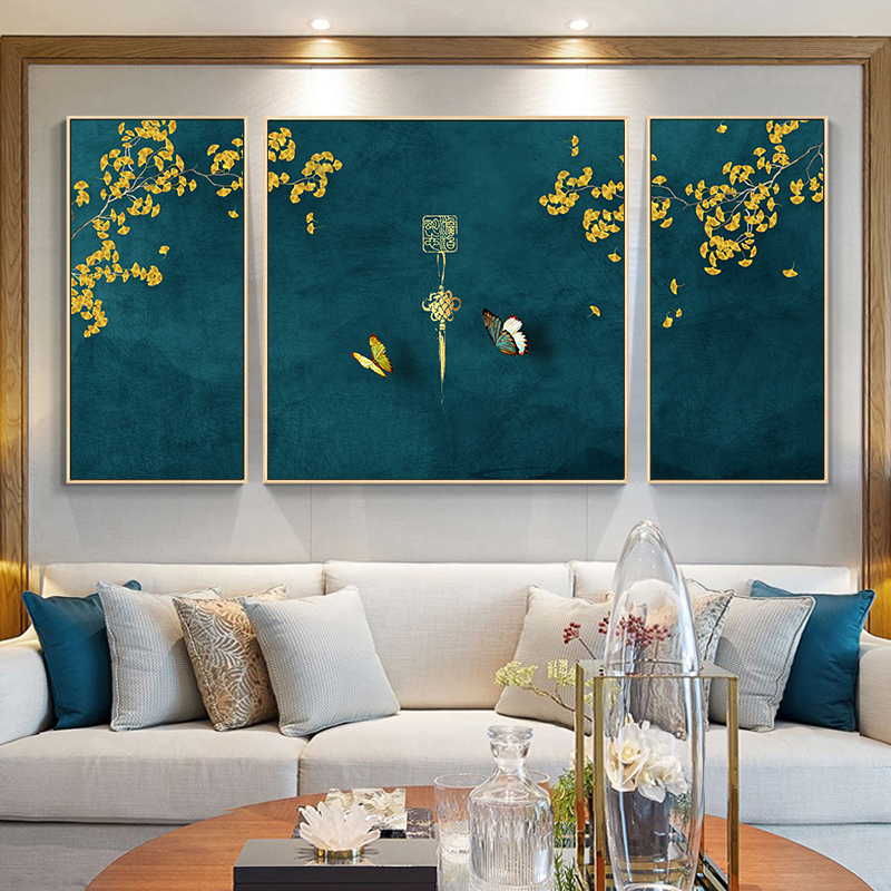 现货速发中国风天安门建筑装饰画新中式客厅沙发背景墙三联画故宫图片