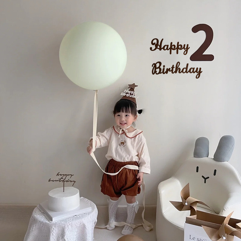 速发无纺装童文生日快乐数字生日帽气球儿英派对场景背景气氛布饰
