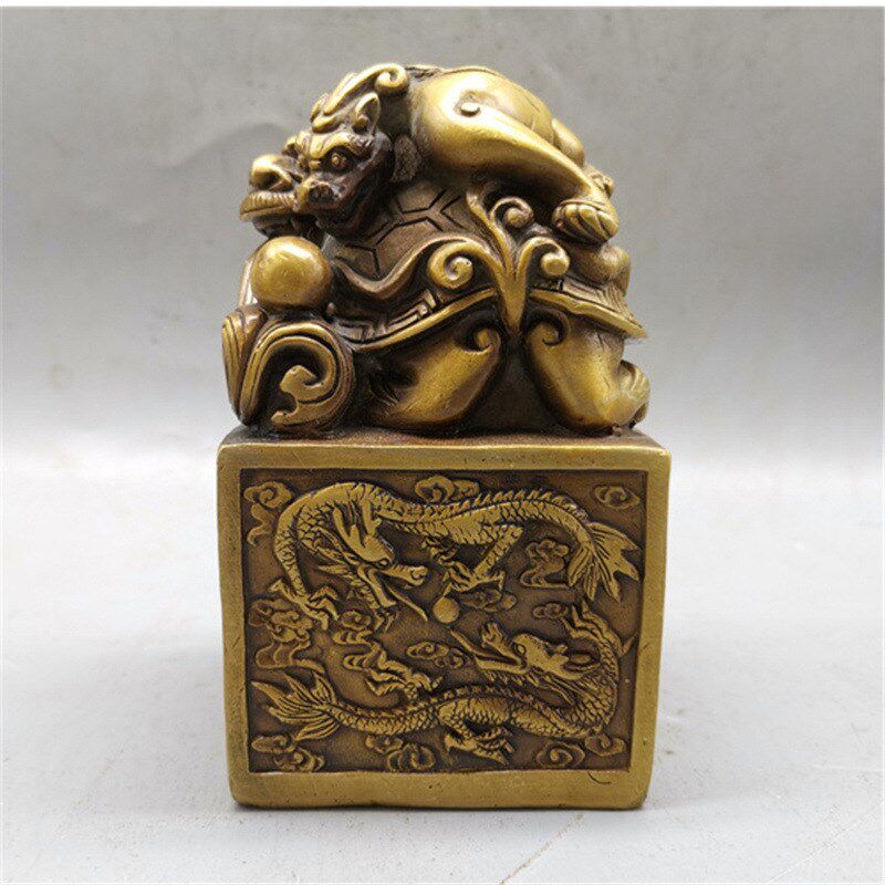 速发黄铜印工艺品貅貔印龙龟印双龙印居家客厅书房办公铜摆件铜器