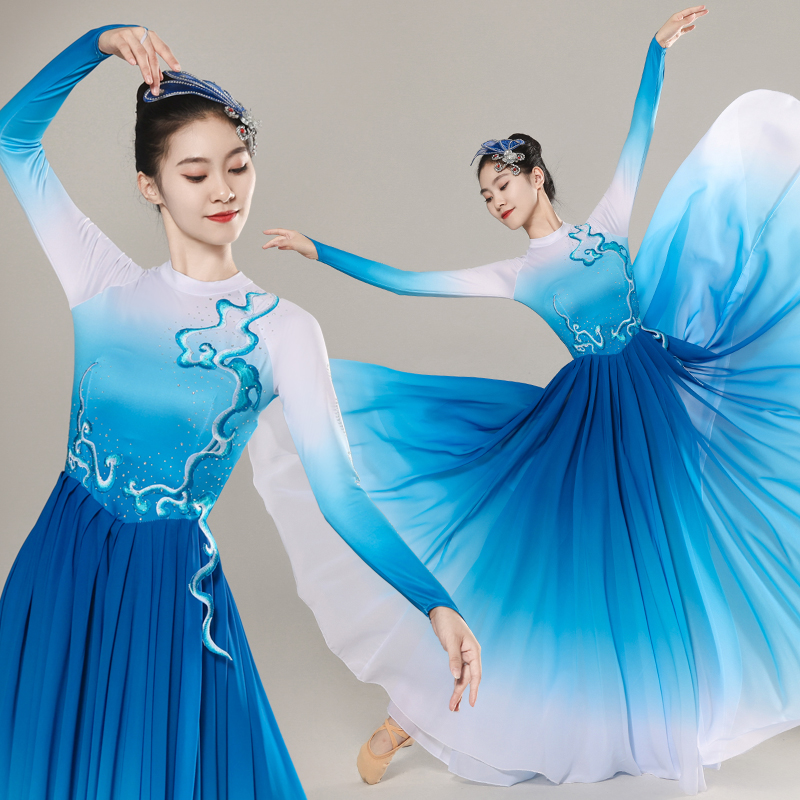 速发裙场舞大长开演出服大气绽放舞蹈服装摆裙艺考歌伴舞表演服