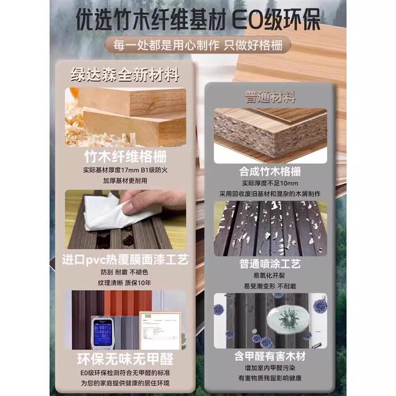 速发pvc塑料格栅板塑料格栅吊顶竹木纤维格栅板生态木吊顶隔山栅