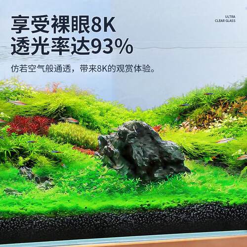 BESSN金晶五线超白鱼缸玻璃桌面小型客厅新款裸缸溪流缸生态草缸