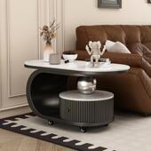 轻奢岩板沙发边几可移动小户型客厅家用茶几桌高级感2025新款 推车