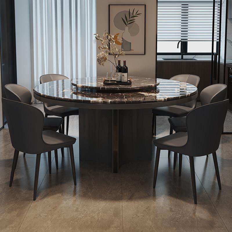 轻奢黑玫瑰大理石餐桌椅圆桌组合现代简约小户型带转盘旋转圆饭桌,住宅家具,大理石餐桌,淘宝优惠券,粉丝福利购,淘宝优惠卷