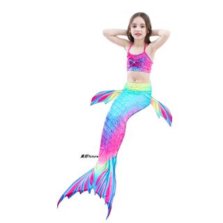 新品Mermaid Swimsuit Bikini Girls Mermaid Tail Finned Swimwe