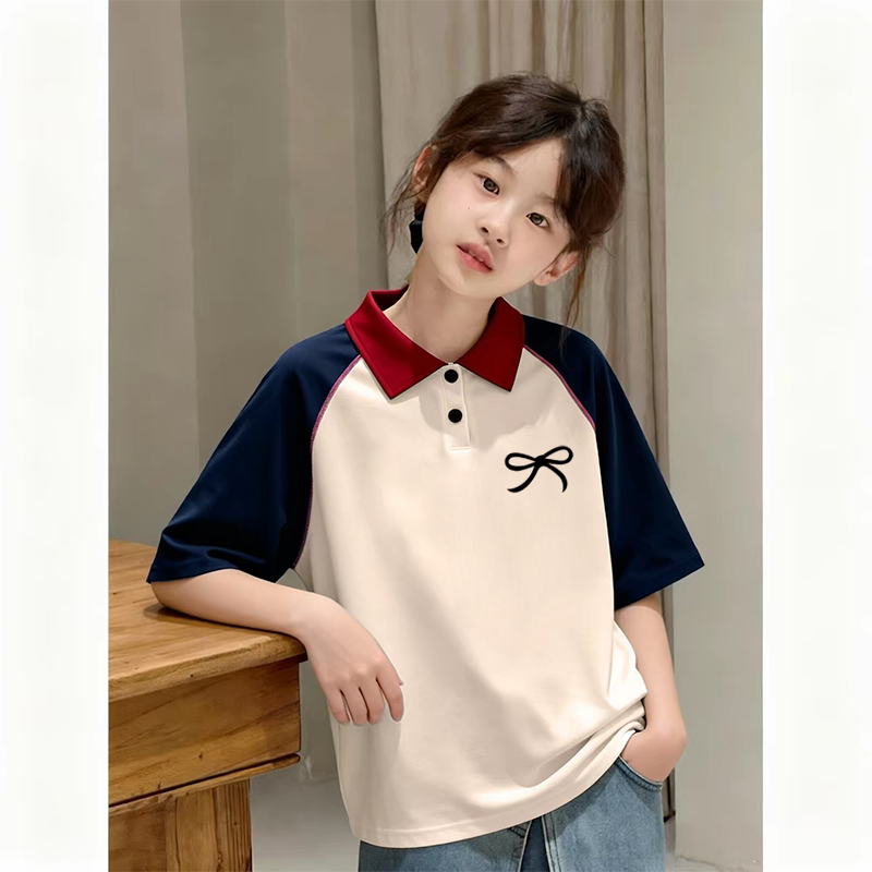 女大童纯棉POLO衫夏季宽松吸汗图片