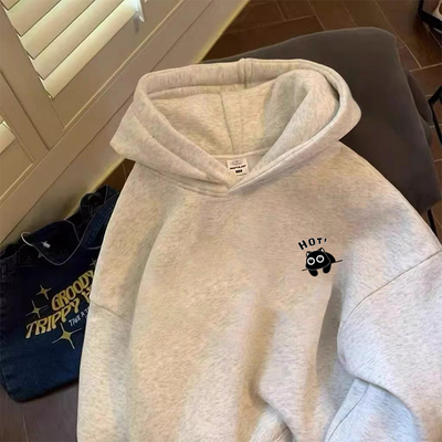 500g重磅纯棉连帽卫衣男款秋冬加绒加厚宽松休闲美式百搭帽衫外套