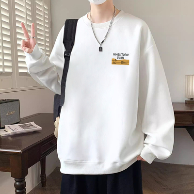 美式圆领无帽卫衣男款春秋冬季