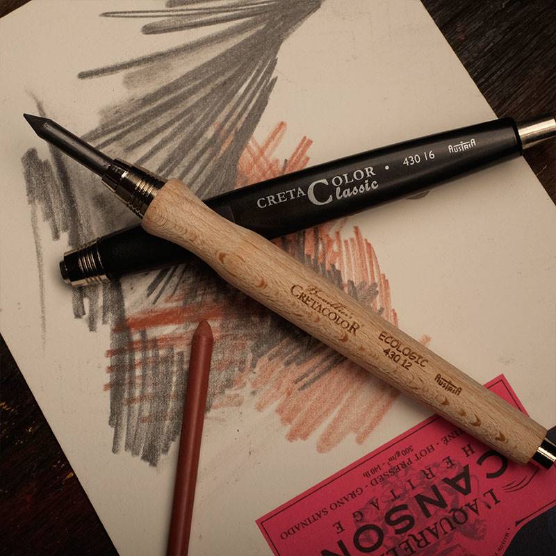 奥地利cretacolor卡嗒自动铅笔5.6mm粗芯原木设计素描绘画铅笔芯