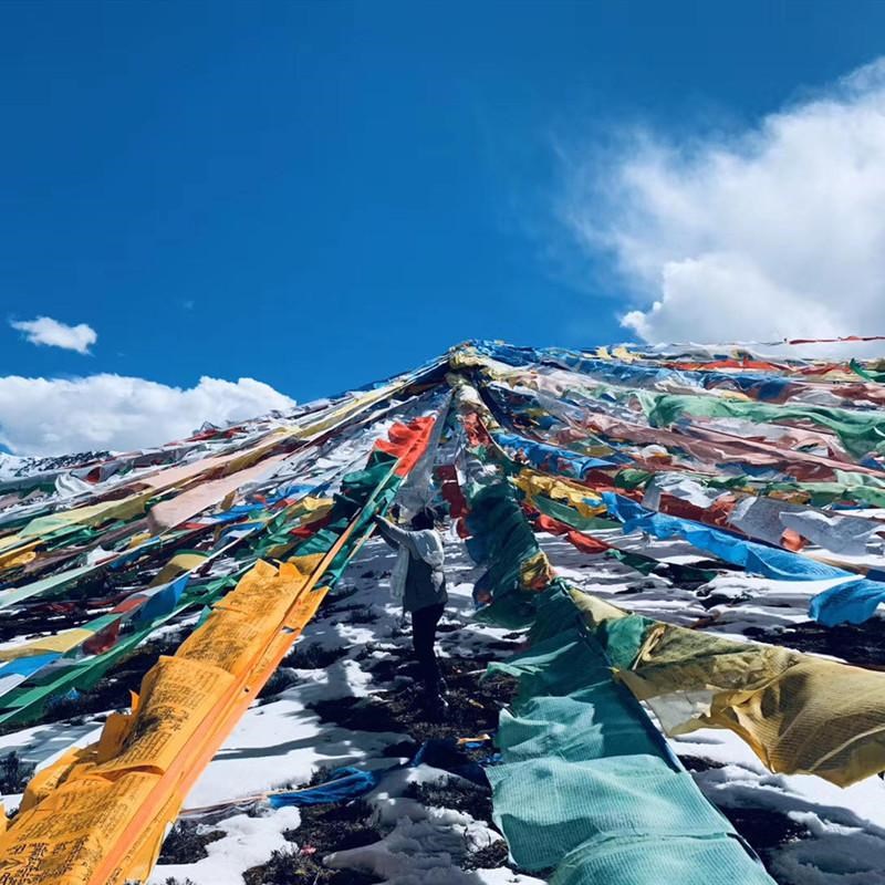 热销藏族经幡五色旗蒙古金旗五彩旗绸布幡J棉布龙达风马旗7米20面