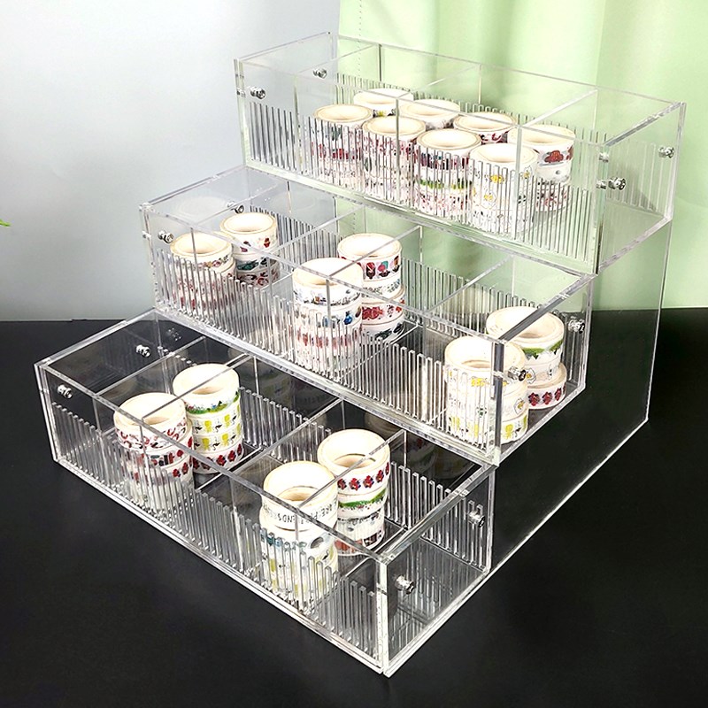 热销亚克力橡h皮擦收纳盒彩笔架手帐胶带精品店文具展示架分隔式