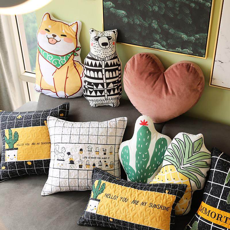 卡通可爱沙发抱枕萌萌呆柴犬床头靠垫儿童房布艺腰枕抱枕套可拆洗,居家布艺,靠垫/抱枕,淘宝优惠券,粉丝福利购,淘宝优惠卷