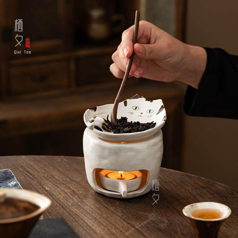 猫咪香薰炉雪松炉粉引侘寂风烤茶炉烤圣木家用蜡烛茶叶加热提香炉,餐饮具,茶道/零配,淘宝优惠券,粉丝福利购,淘宝优惠卷
