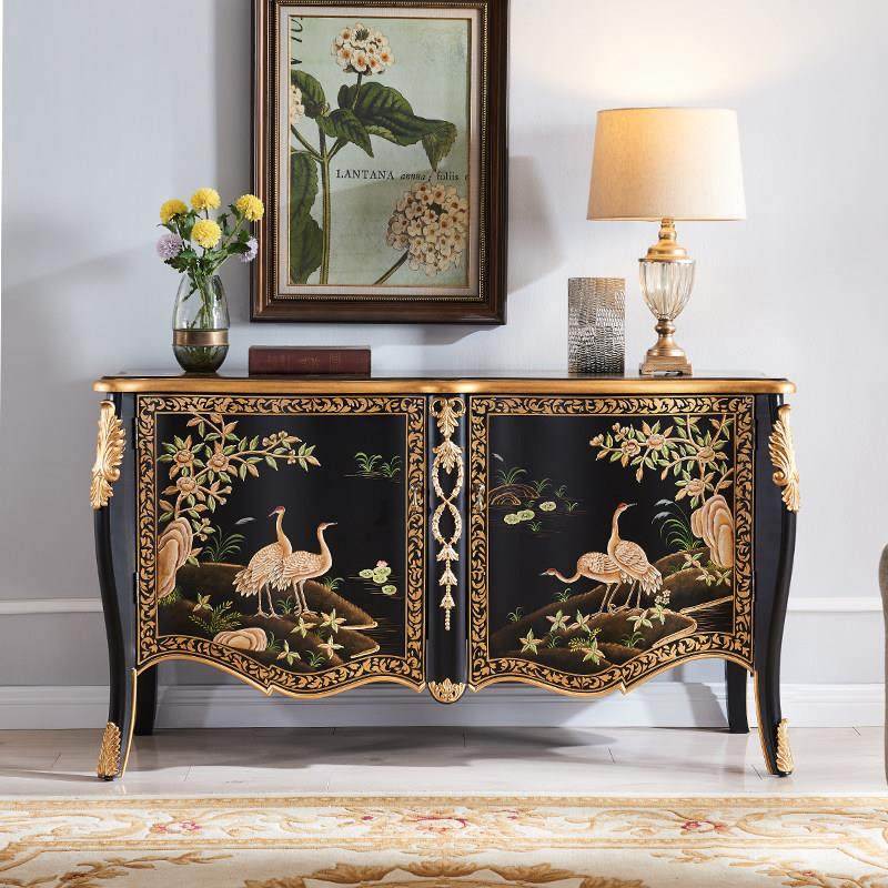 欧式玄关柜轻奢风门口抽屉柜客厅欧式彩绘餐边柜大容量储物柜实木,住宅家具,门厅/玄关柜/玄关架,淘宝优惠券,粉丝福利购,淘宝优惠卷