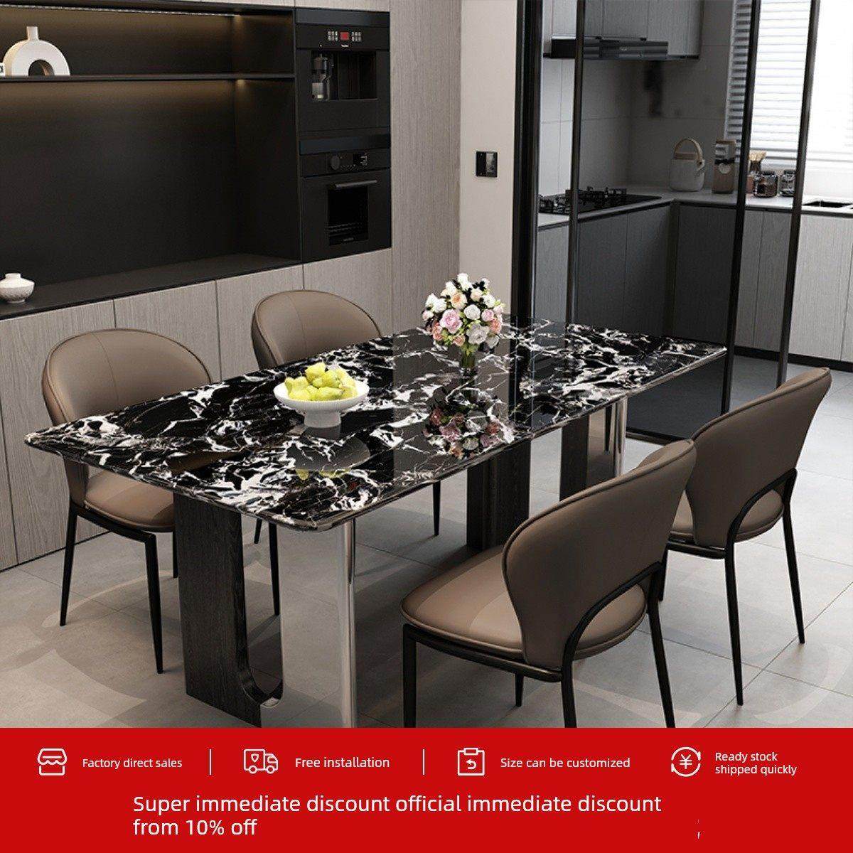 餐桌家用大理石无障碍豪华现代简单超级水晶餐桌和椅子组合2025新,住宅家具,大理石餐桌,淘宝优惠券,粉丝福利购,淘宝优惠卷