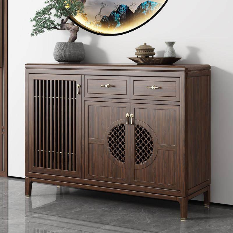 新中式餐柜乌金木客厅明月柜窄柜靠墙储物禅意实木茶叶柜玄关柜,住宅家具,餐边柜,淘宝优惠券,粉丝福利购,淘宝优惠卷