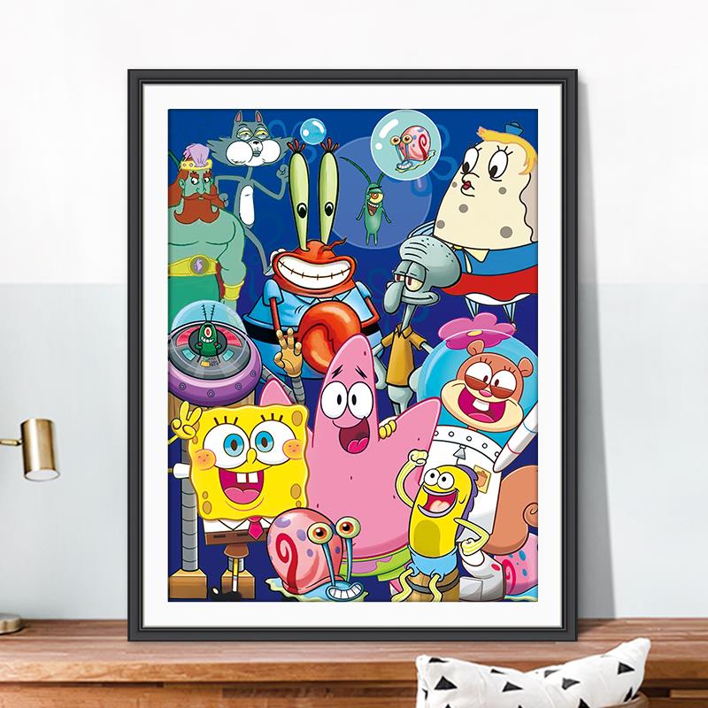 海绵宝宝十字绣2024新款线绣卡通小件客厅卧室儿童房间手工自己绣