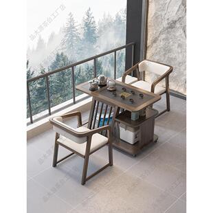 阳台茶桌实木家用移动小茶台小型茶几一体新款高端轻奢茶桌椅组合