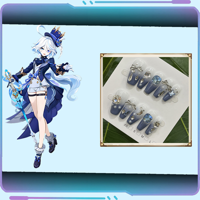 【原神】二次元纯手作穿戴甲美甲痛甲水神芙宁娜中款