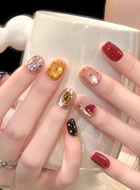 【乌梅菠萝】手工穿戴甲AB款美甲穿戴甲2025新款高级感夏日穿戴甲