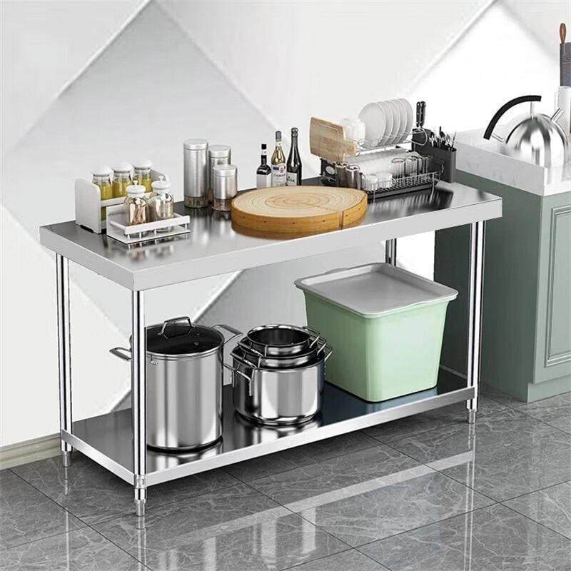 可定制尺寸不锈钢货架加厚奶茶店商用饭店切菜打包操作两层工作台,家装主材,商用厨房操作台/工作台,淘宝优惠券,粉丝福利购,淘宝优惠卷