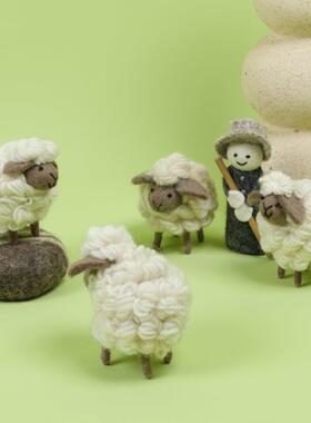 尼泊尔进口毛毡小羊摆件配饰礼物波西米亚羊毛手工卧室客厅装饰