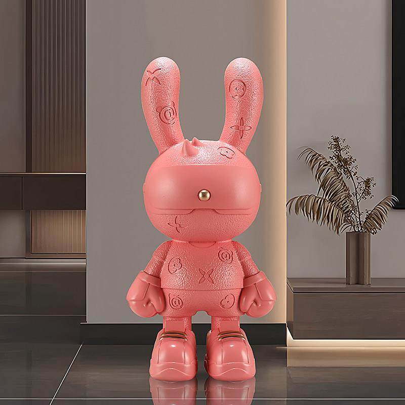 2025新款网红潮玩皮革纹理兔子摆件客厅电视柜玄关软装饰品乔迁礼,家居饰品,落地摆件,淘宝优惠券,粉丝福利购,淘宝优惠卷