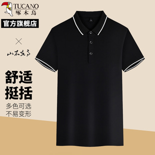 半袖 夏季 新款 百搭免烫冰丝T恤男Q 体恤衫 POLO衫 啄木鸟冰丝短袖 男士