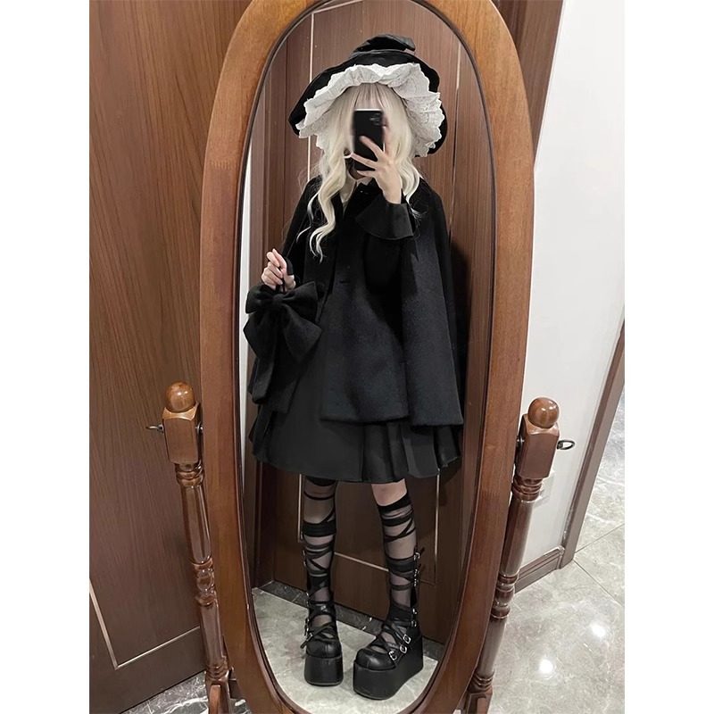 定制高克重面料秋冬斗篷大衣留洋大小姐lolita洛丽塔