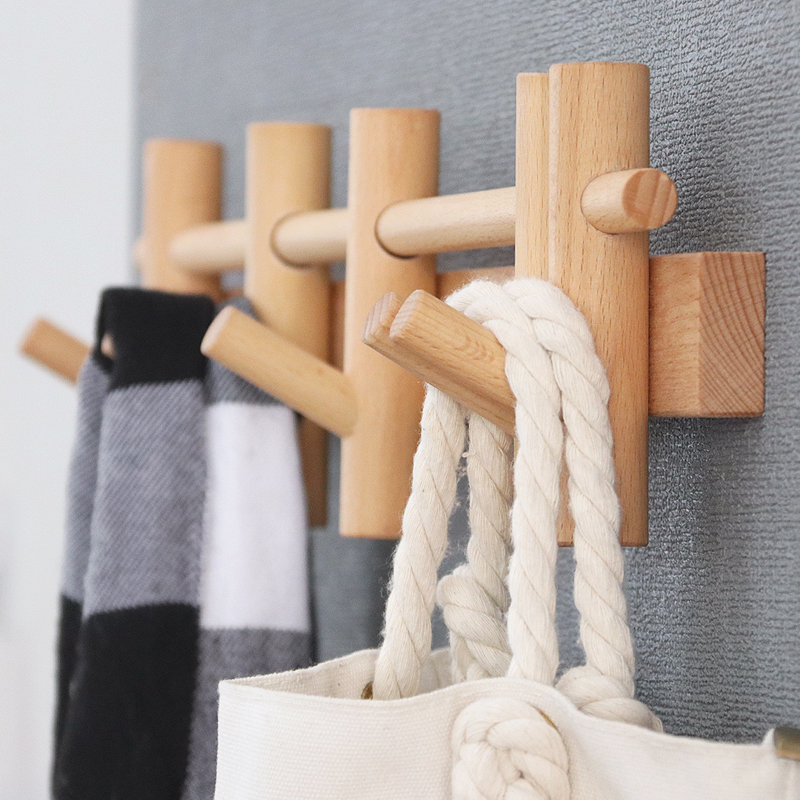 实木挂钩进门入户墙壁衣帽钩玄关卧室墙上挂衣架门后Y收纳木质挂