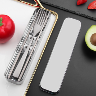 纯钛筷子勺子套装单人外带餐具盒便携学生三件套收纳盒钛合金叉子