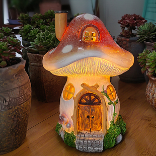 庭院太阳能树屋小夜灯阳台装饰户外花园别墅树脂摆饰夜晚自动亮灯