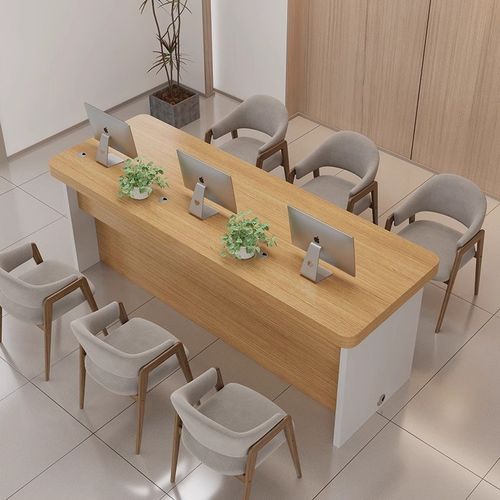 德佑前台桌公司接待台双三人位桌椅组合房地产中介门店办公职员桌