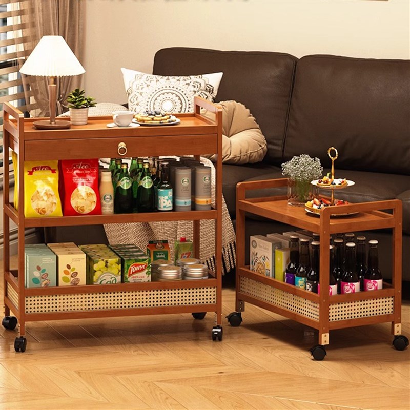 小推车零食置物架卧l室家用多层带轮收纳层架客厅简易落地可移动