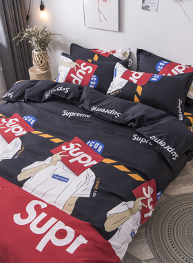 黑色耐脏单件被套150x180x200m裸睡亲肤单双人学生宿舍三件套1.5m