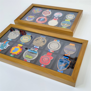 马拉松奖牌收纳相框画框实木金牌勋章徽章大尺寸收纳框现代简约框