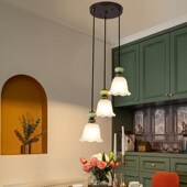 餐桌灯三头餐吊灯 2024年新款 奶油风餐厅吊灯 饭厅吧台一字吊灯