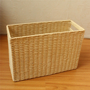 手工编织收纳篮书籍收纳盒报纸储物箱杂物收纳筐办公室文件编制框