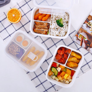 仓鼠陶瓷碗可爱饭盒分隔型微波炉小号上班族分格便当盒三格沙拉盒