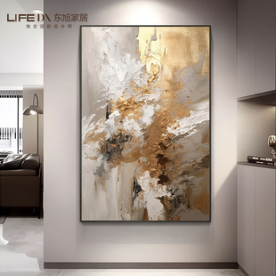 轻奢高级感玄关装饰画大芬村手绘油画意式极简客厅落地画抽象挂画