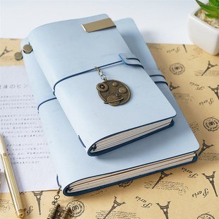 白雾蜡皮tn手帐本真皮记事本手工牛皮笔记本活页粉红色少女手账本