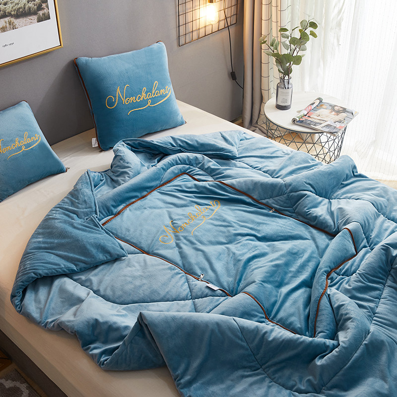 双面加绒加厚毛巾绣抱枕被子两用珊瑚绒保暖车上办公室午休小毯子,居家布艺,抱枕被,淘宝优惠券,粉丝福利购,淘宝优惠卷