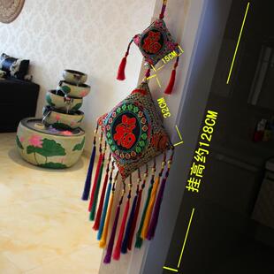 节日喜庆绣花挂件 餐馆酒吧创意装饰品 家居客厅玄关电视背景墙壁